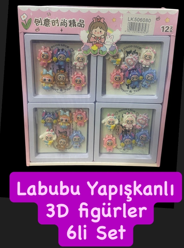 3D LABUBU FİGÜRLER 6LI SET / 12Lİ STANT